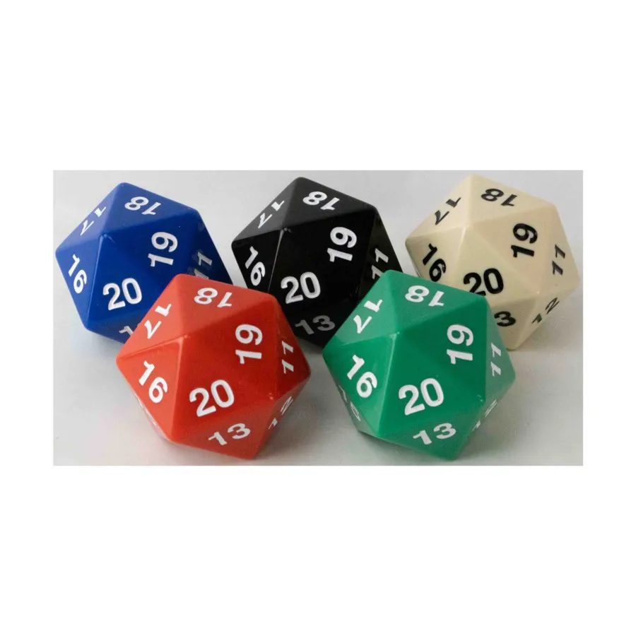 

d20 55мм - Ассорти (Спиндаун) (5), Dice - Jumbo Opaque (Koplow)