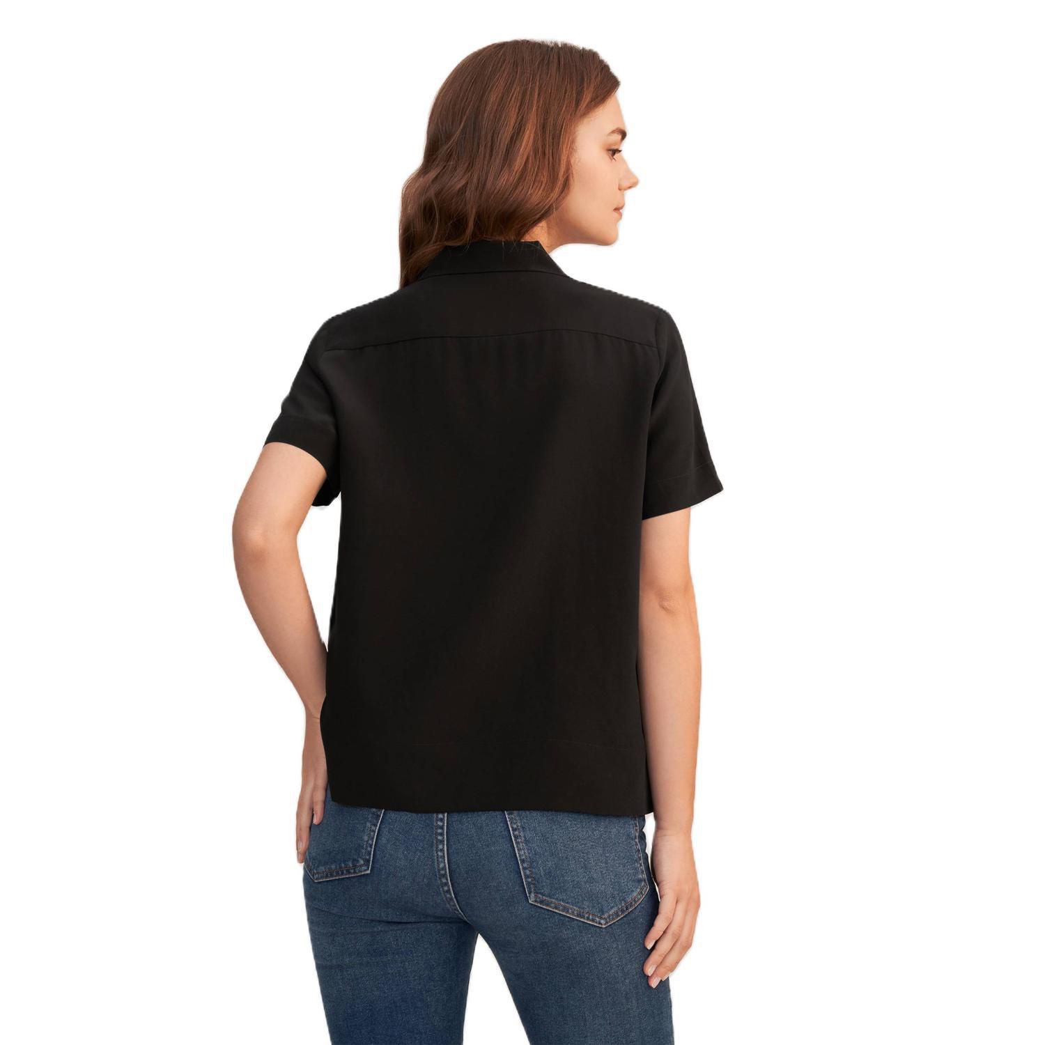 цена LILYSILK Женская шелковая рубашка с V-образным вырезом и полурукавами Lilysilk, темно-синий