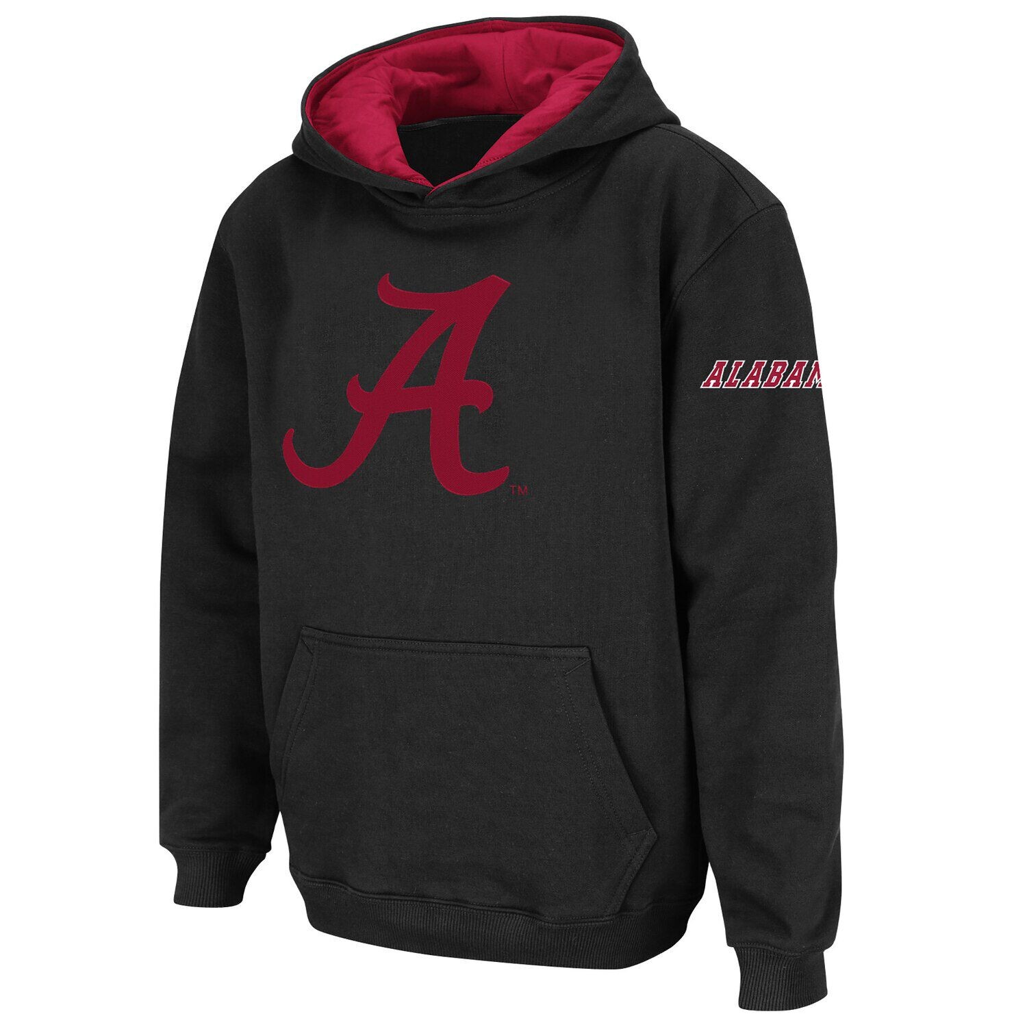 

Черный пуловер с капюшоном и большим логотипом Youth Stadium Athletic Alabama Crimson Tide Unbranded