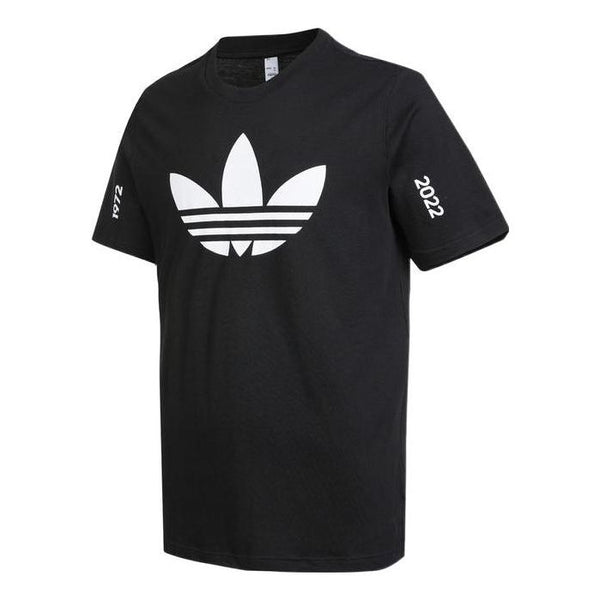 Футболка Men's adidas originals Trefoil C Tee1 Large Logo Round Neck Casual Short Sleeve Black T-Shirt, мультиколор