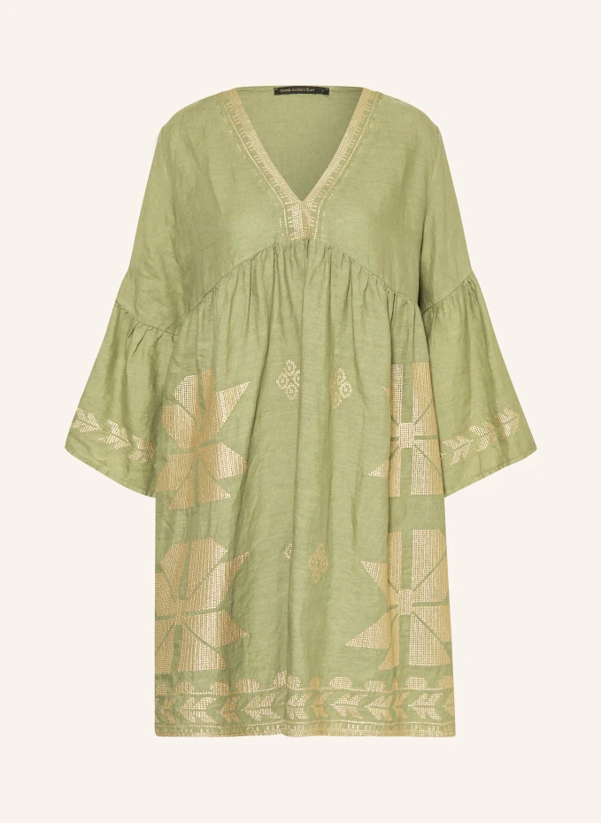 цена Пляжное платье aeolis из льна с рукавами 3/4 Greek Archaic Kori, зеленый