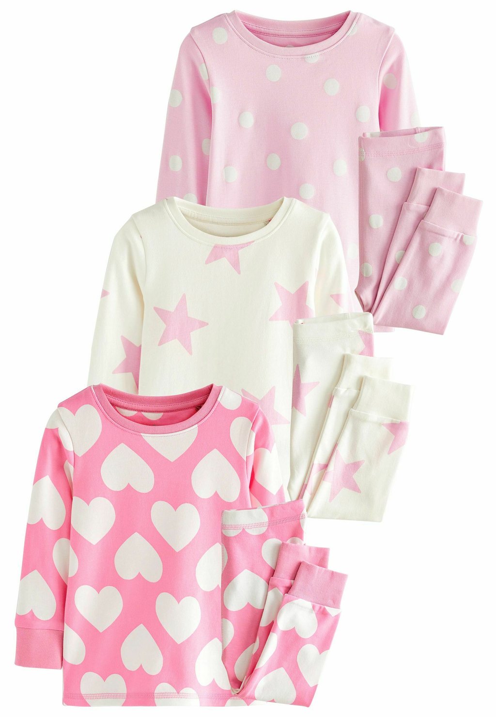 Пижамы Heart, Spot And Star Pyjamas 3 Pack Next, цвет pink white пижамы slogan set 3 pack next цвет pink grey white