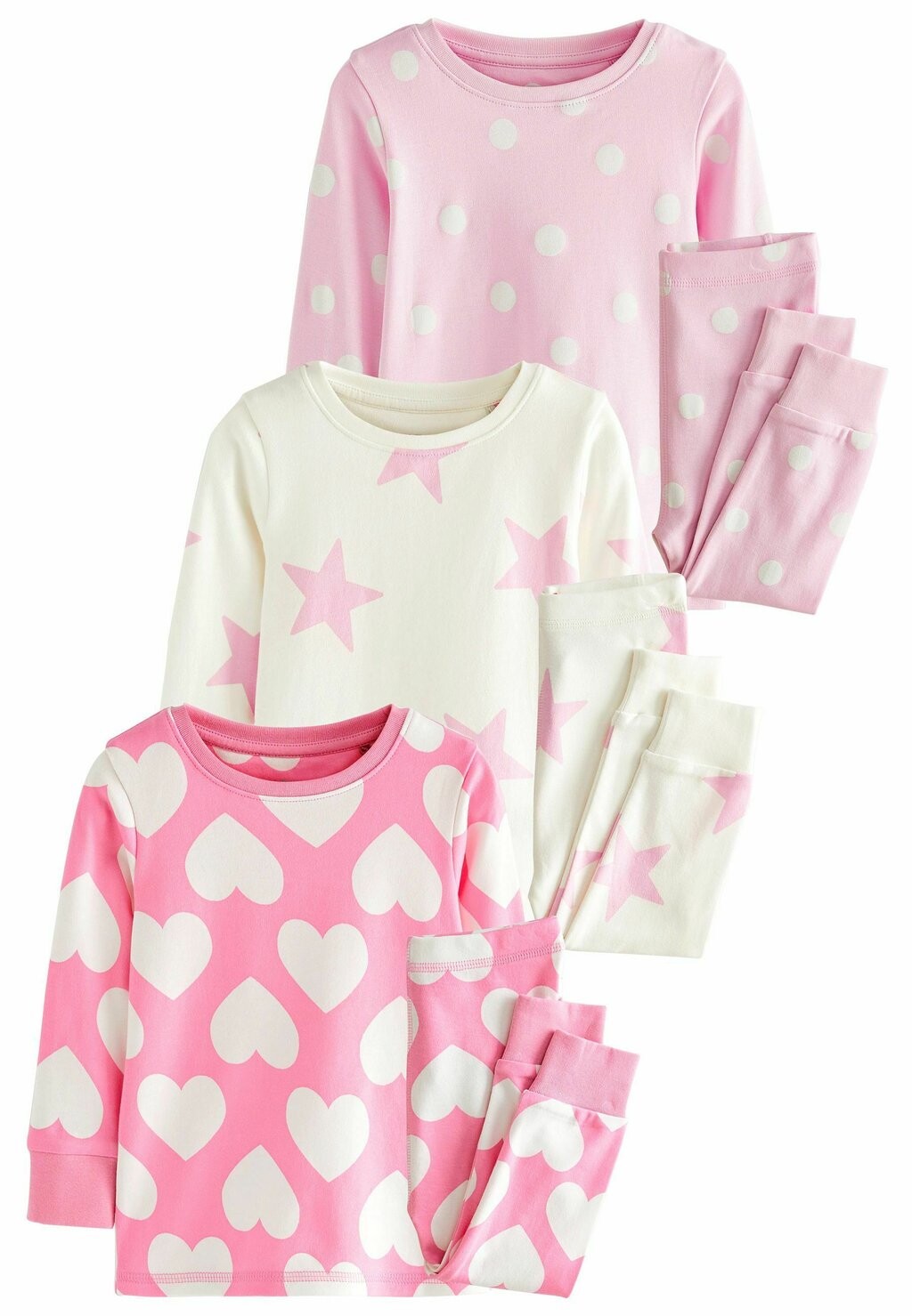 

Пижамы Heart, Spot And Star Pyjamas 3 Pack Next, цвет pink white