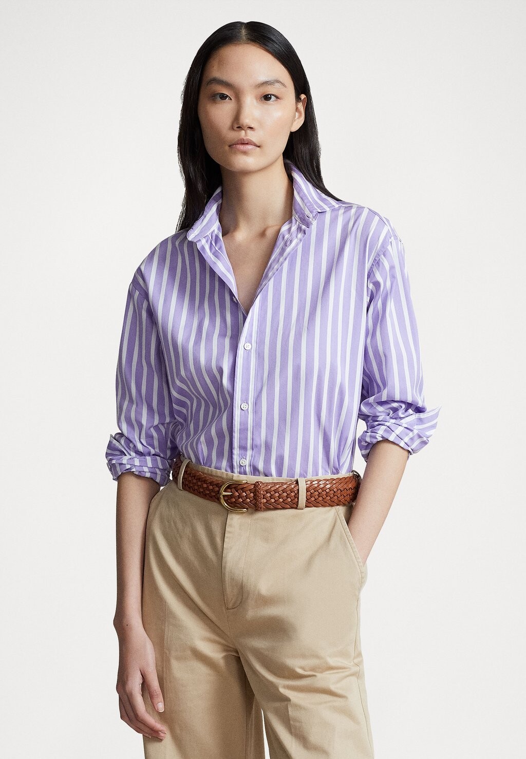 

Рубашка Polo Ralph Lauren ДЛИННЫЙ РУКАВ, цвет purple/white stripe