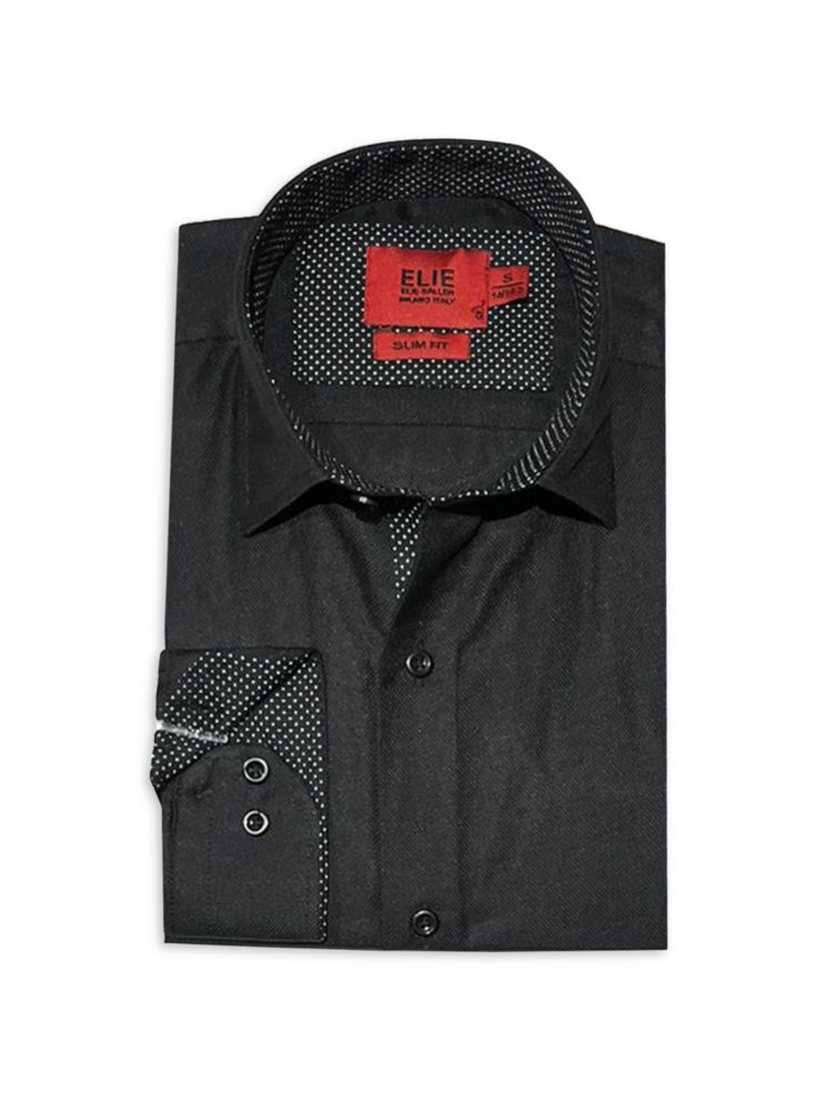 Классическая рубашка приталенного кроя с отделкой в горошек Elie Balleh, черный