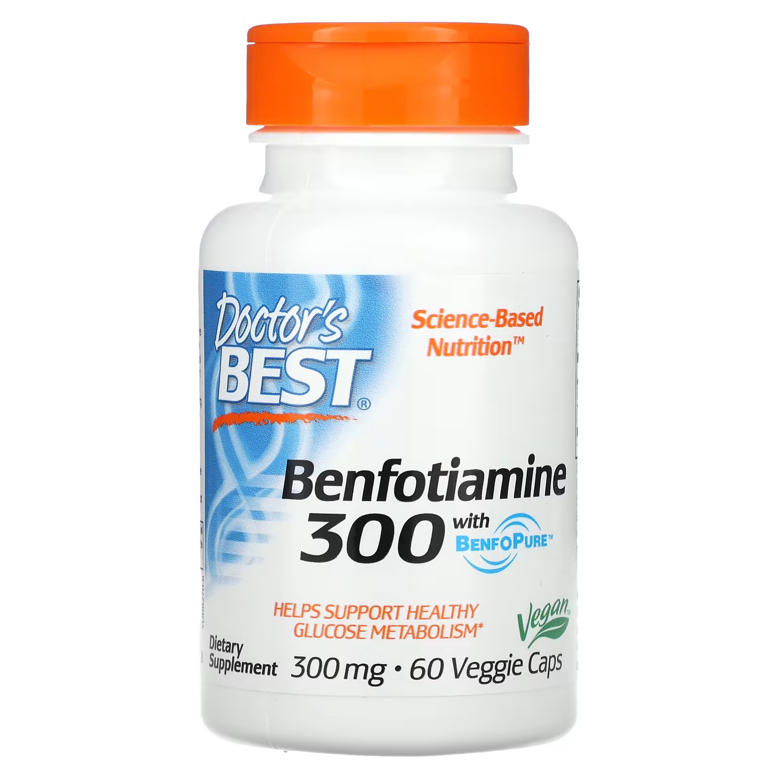 Doctor's Best Бенфотиамин 300 с BenfoPure 300 мг, 60 растительных капсул kal бенфотиамин 150 мг 60 растительных капсул