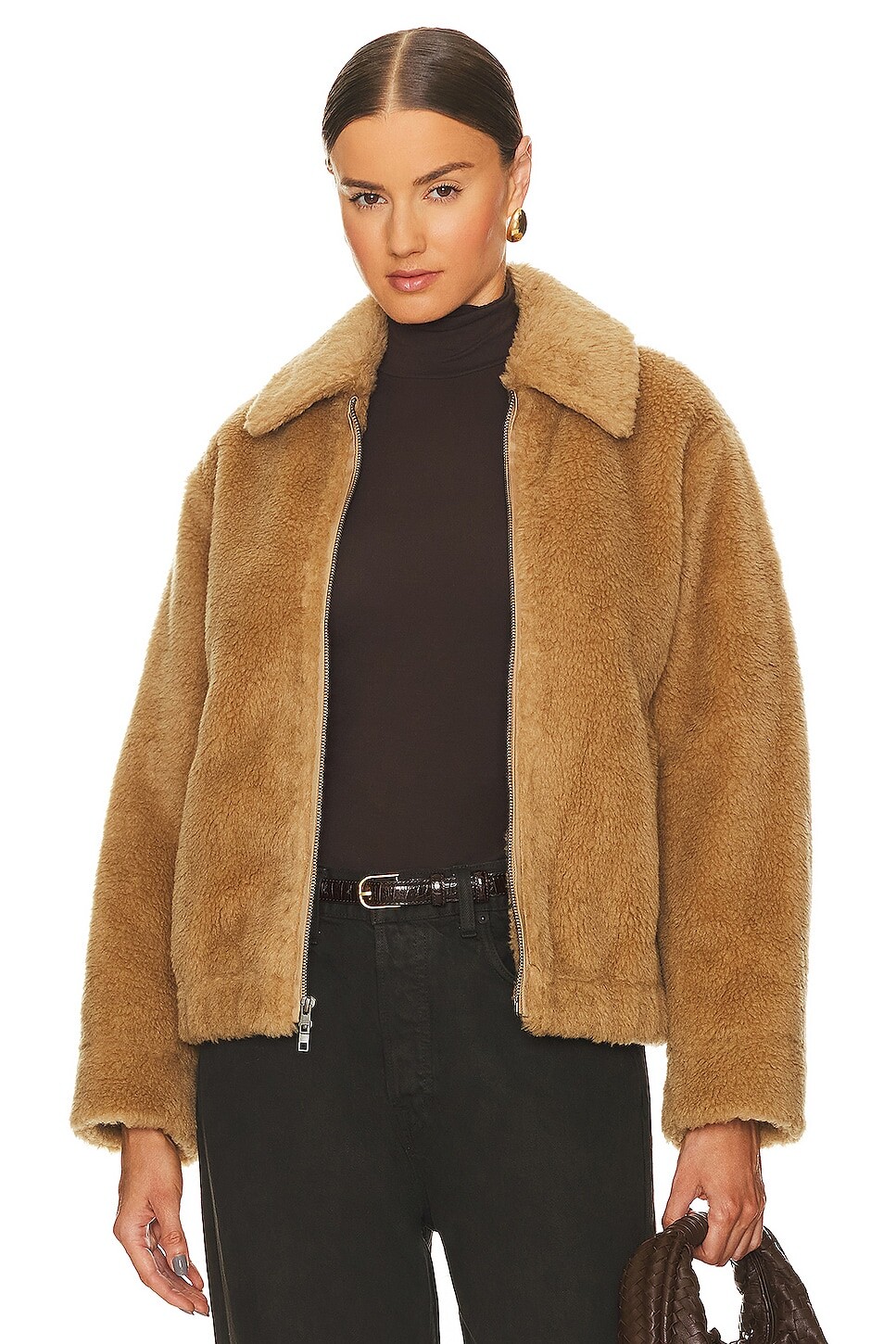 

Куртка Vince Faux Shearling Bomber, цвет Sandshell