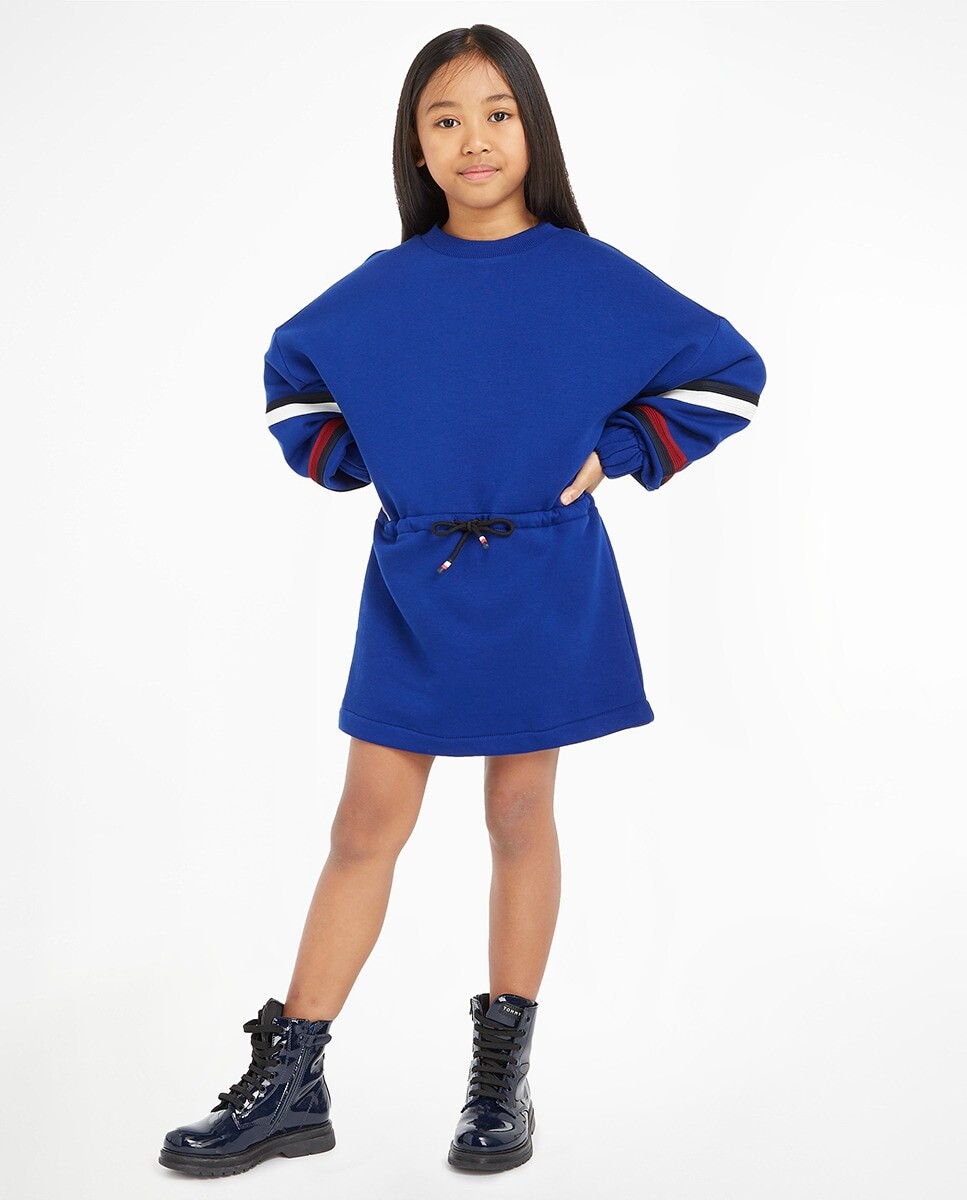 

Платье для девочки с круглым вырезом и длинными рукавами Tommy Hilfiger, индиго