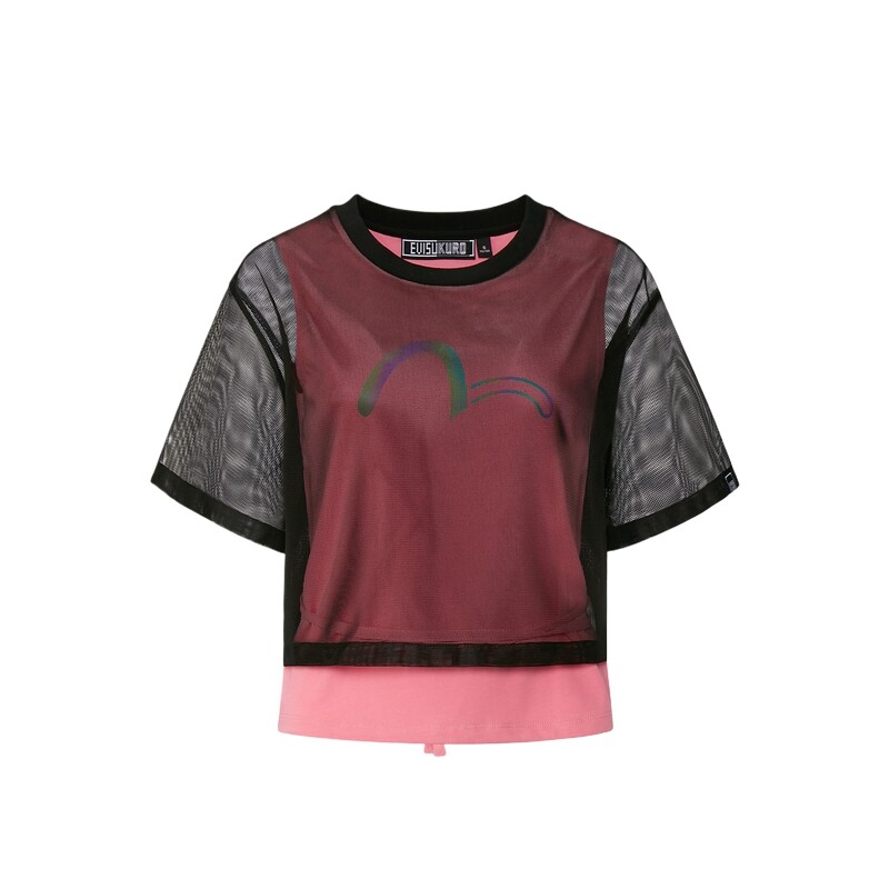 

Футболка женская черная/розовая Evisu