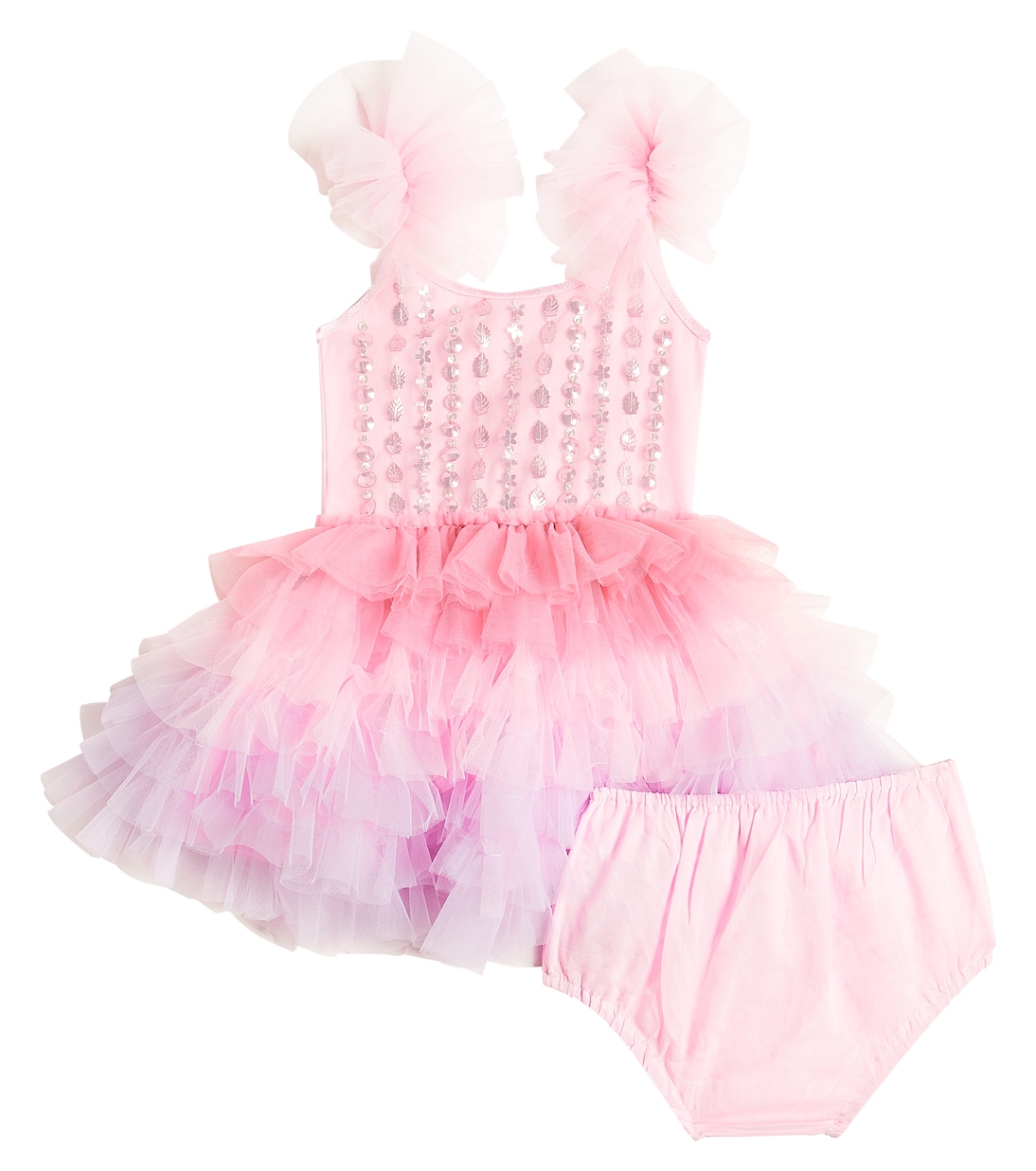 цена Комплект из хлопкового платья и шароваров baby brushwork Tutu Du Monde, розовый