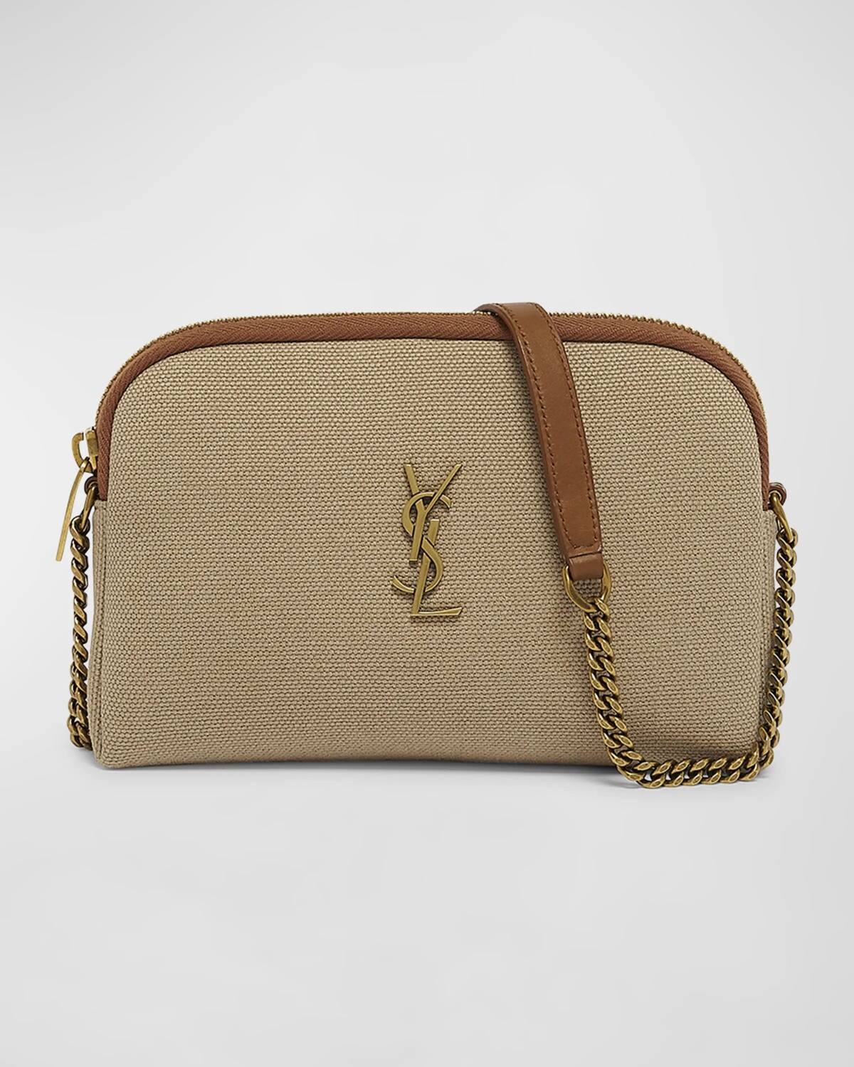 

Сумка через плечо Gaby Mini YSL из холста и кожи Saint Laurent, цвет Desert Dust/Brick