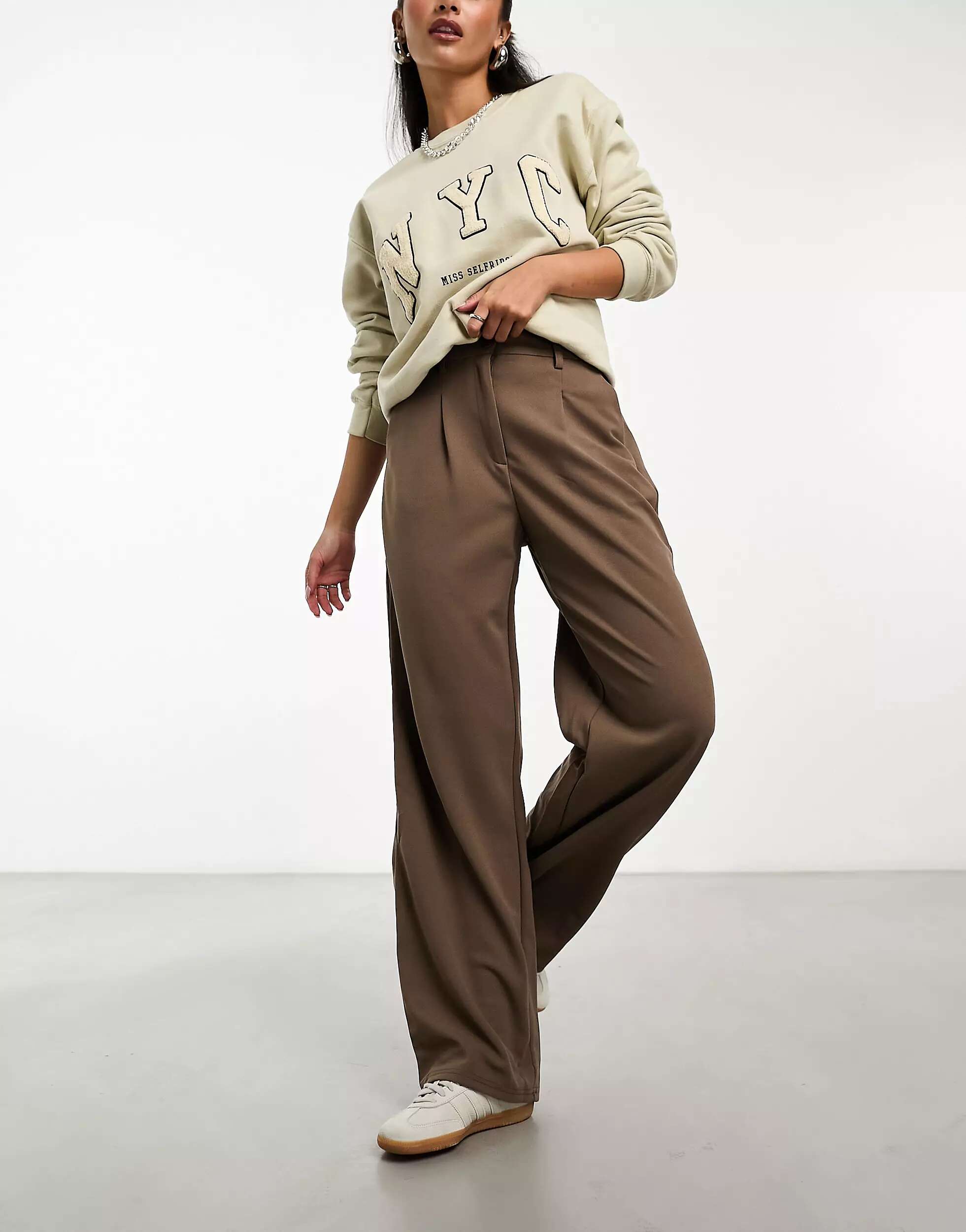 Коричневые широкие брюки Vero Moda