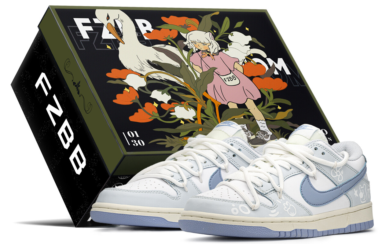 

Кроссовки Nike Dunk Skateboarding Shoes Women's Low-top Gray/Blue, серый/синий
