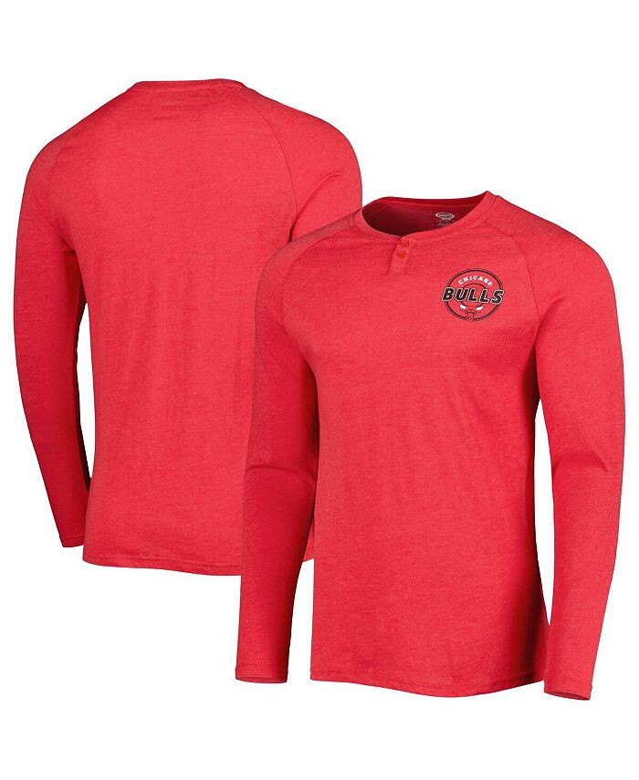 

Мужская красная футболка Chicago Bulls Heathered Henley с длинным рукавом реглан и левой грудью Concepts Sport, красный