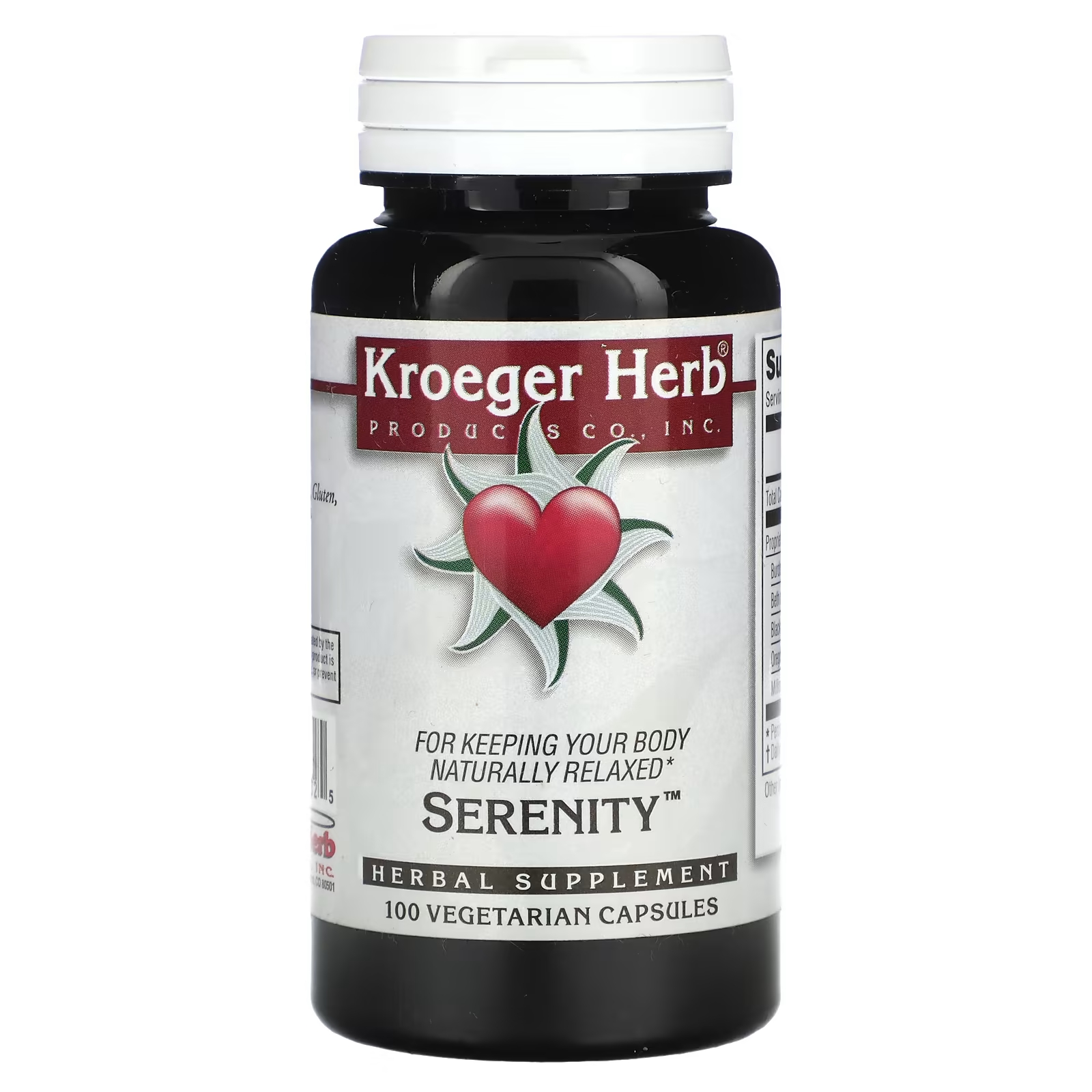 Растительная добавка Kroeger Herb Co Serenity, 100 капсул растительная добавка kroeger herb co балансировщик полярности 100 капсул