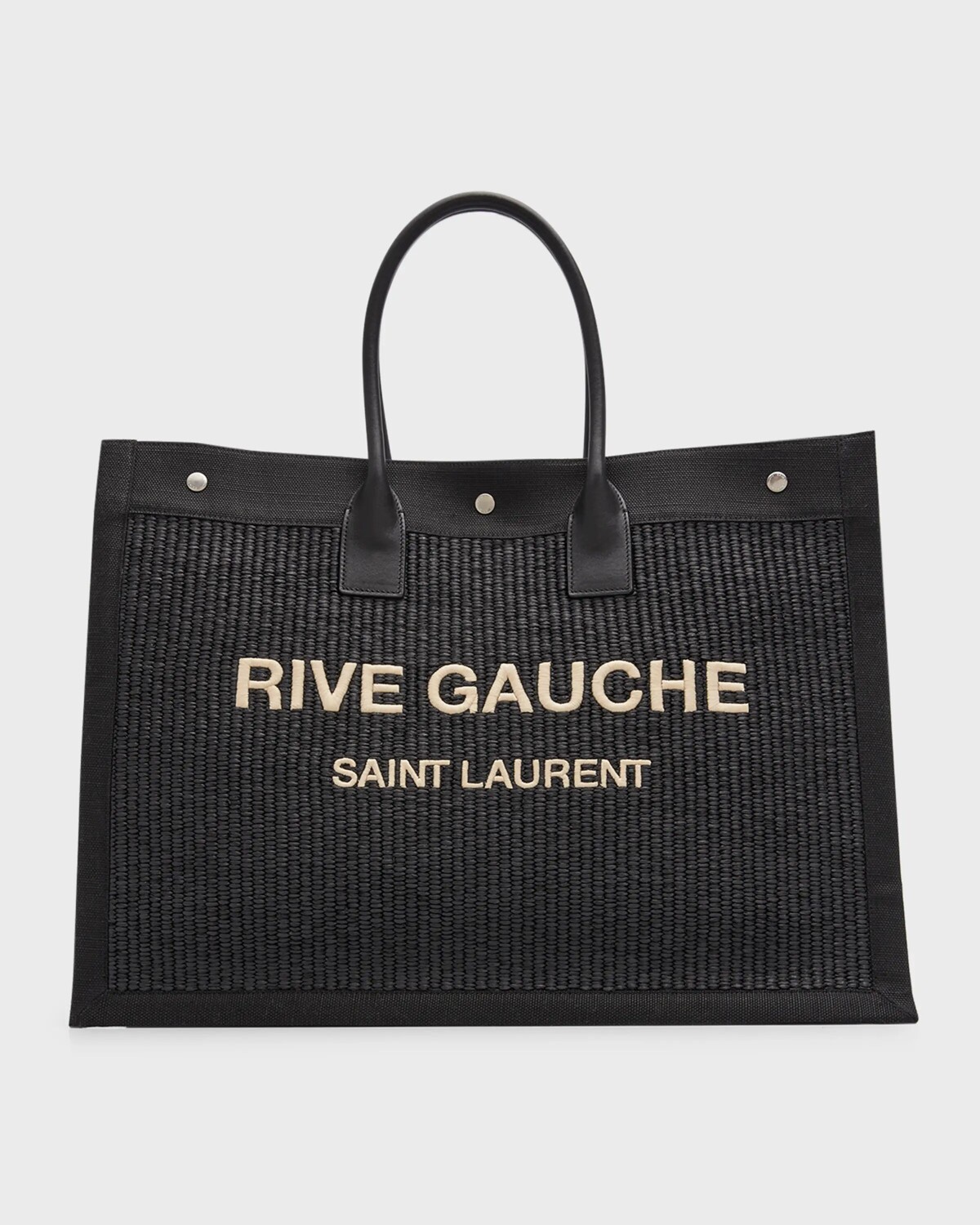 

Мужская большая сумка-тоут из рафии "Рив Гош" Saint Laurent, цвет Black