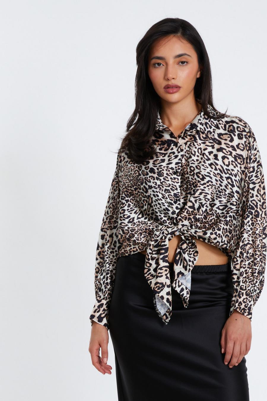 

Топ с завязками и принтом Stone Leopard QUIZ Clothing