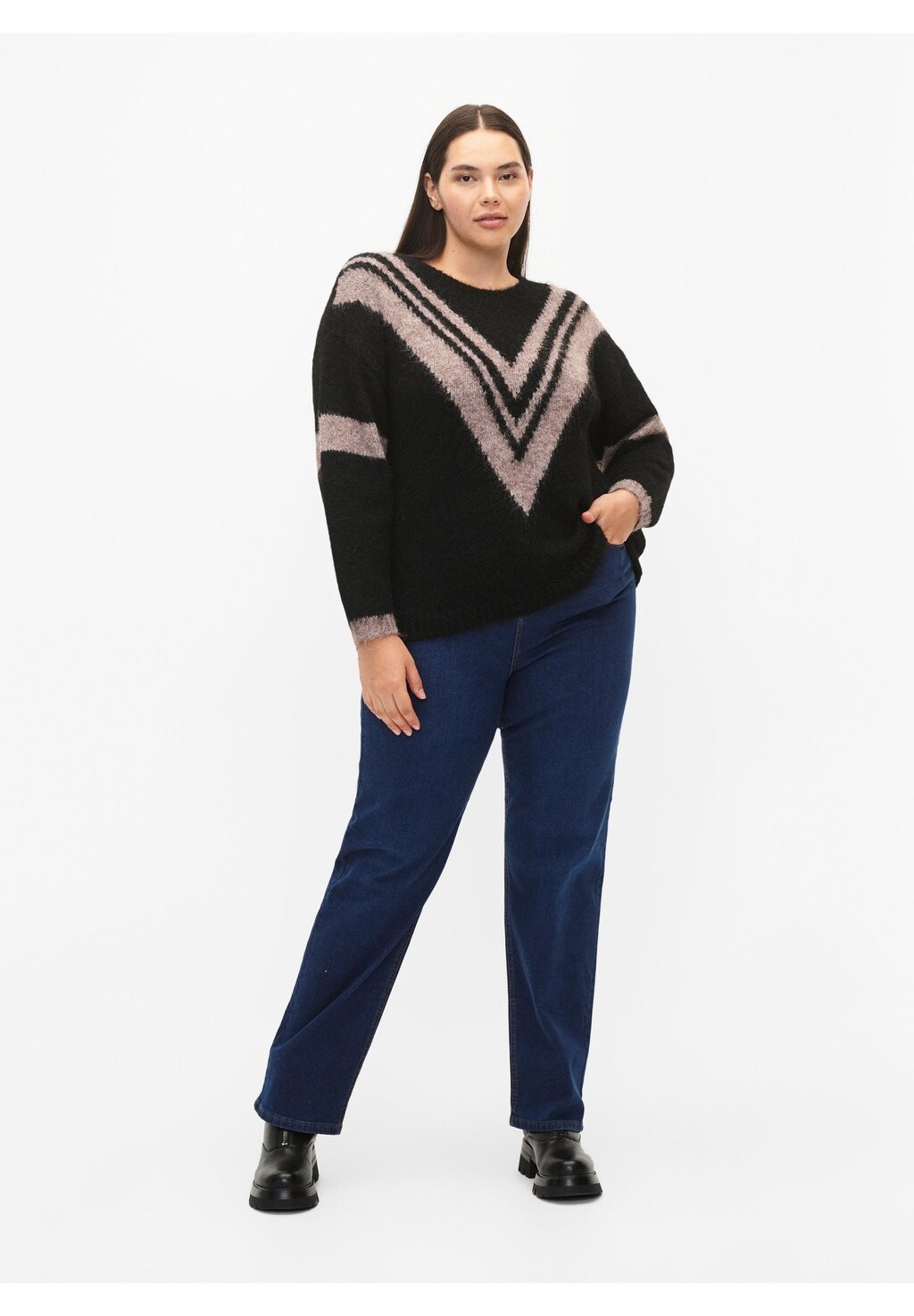 

Свитшот Zizzi С ПОЛОСКИМИ ДЕТАЛЯМИ, цвет black comb