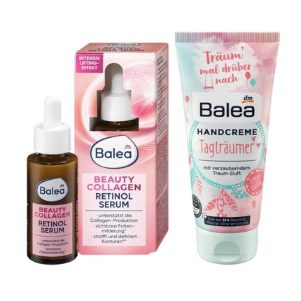 

Balea Beauty Коллагеновая увлажняющая сыворотка с ретинолом 30 мл + крем для рук Daydreamer 100 мл