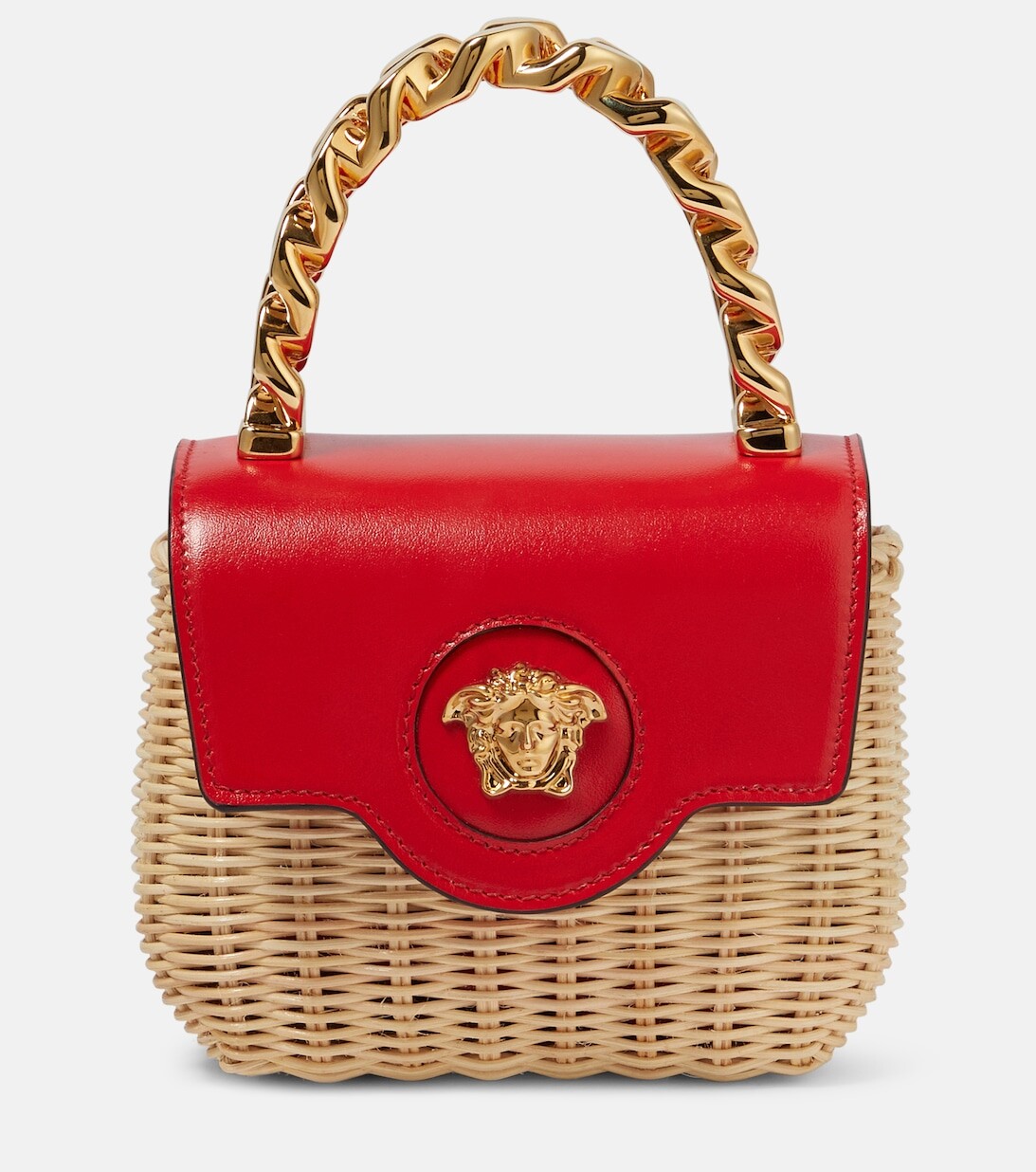 

Сумка-тоут La Medusa Mini из рафии Versace, красный
