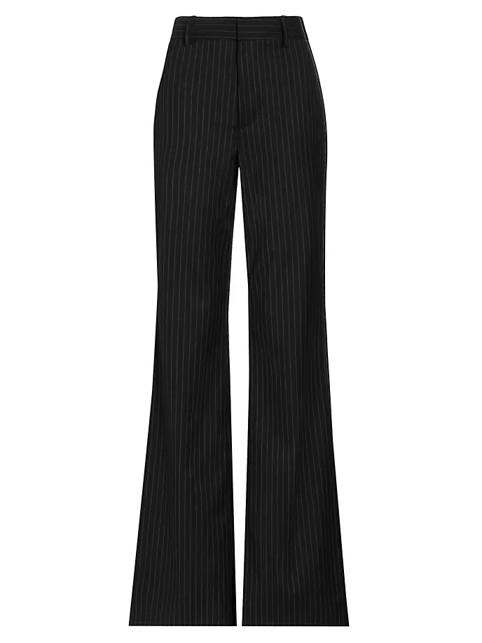 

Брюки Oliver с расклешенной талией в тонкую полоску Alice + Olivia, цвет black pinstripe