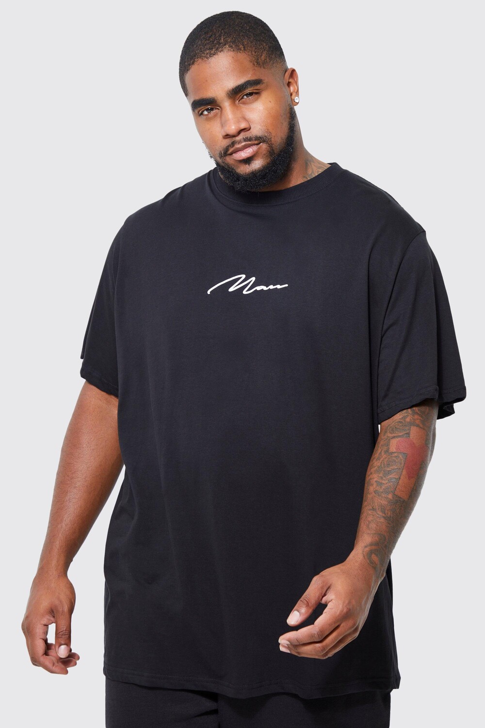 

Футболка plus man signature с круглым вырезом Boohoo, черный