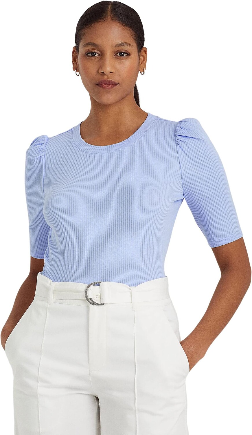 

Футболка рельефной вязки с объемными рукавами LAUREN Ralph Lauren, цвет Pebble Blue