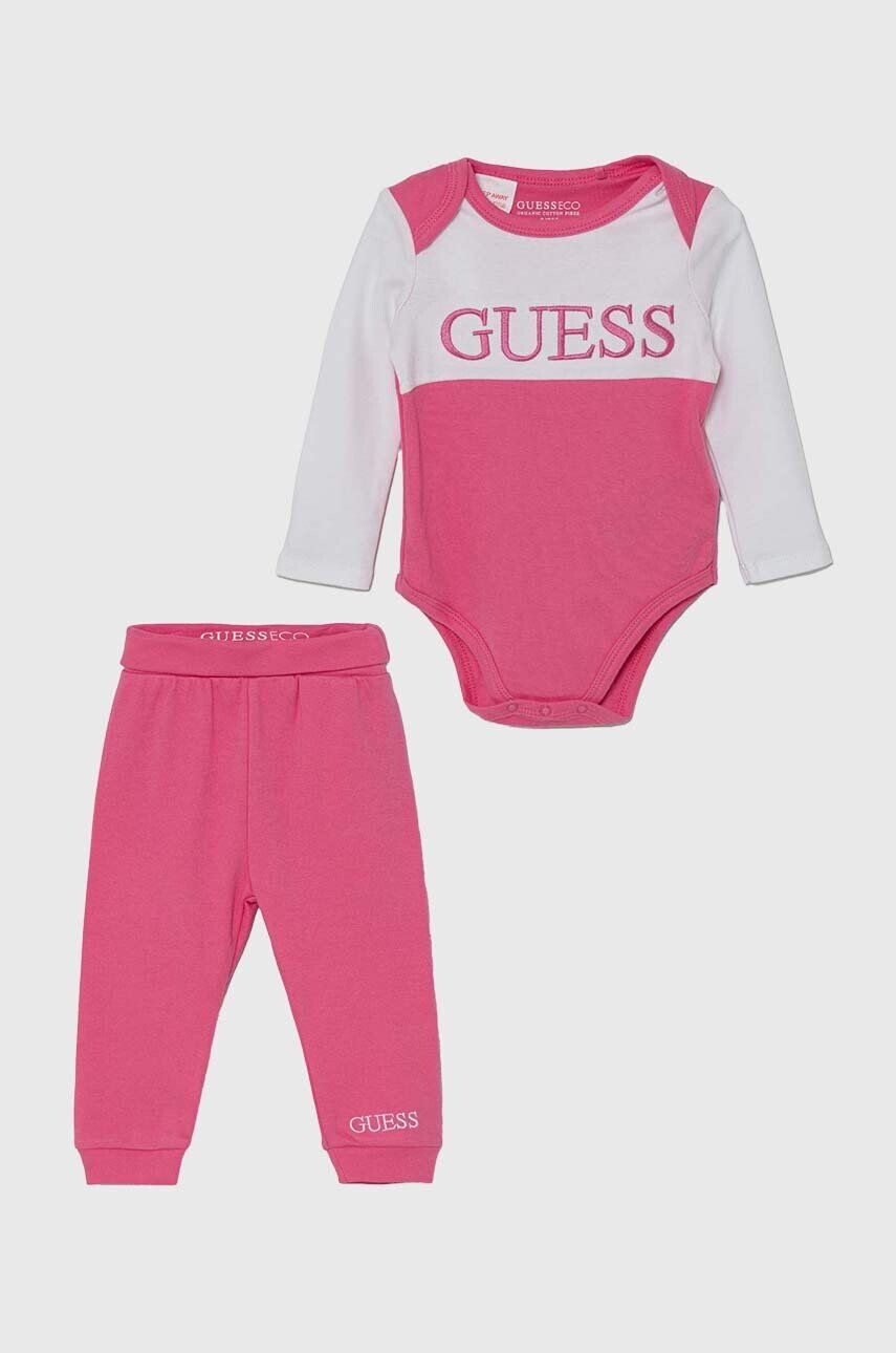 

Guess детский хлопковый костюмчик, розовый