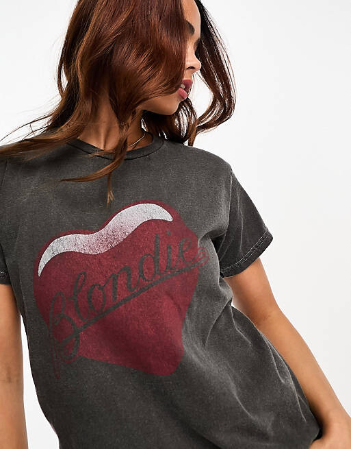 

Угольная футболка Blondie с лицензией фестиваля Miss Selfridge