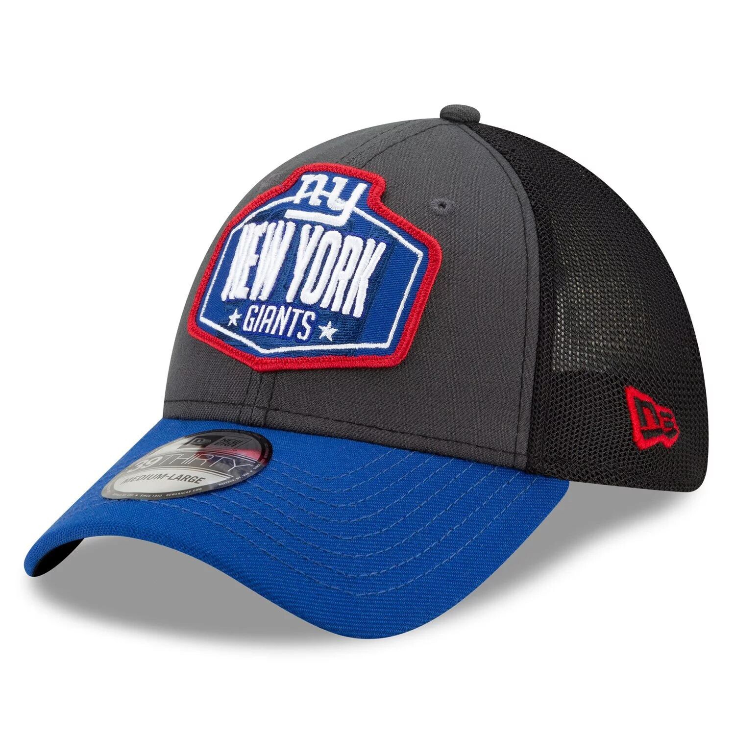 

Мужская кепка New Era Graphite/Royal New York Giants 2021 NFL Draft Trucker 39THIRTY Flex Hat