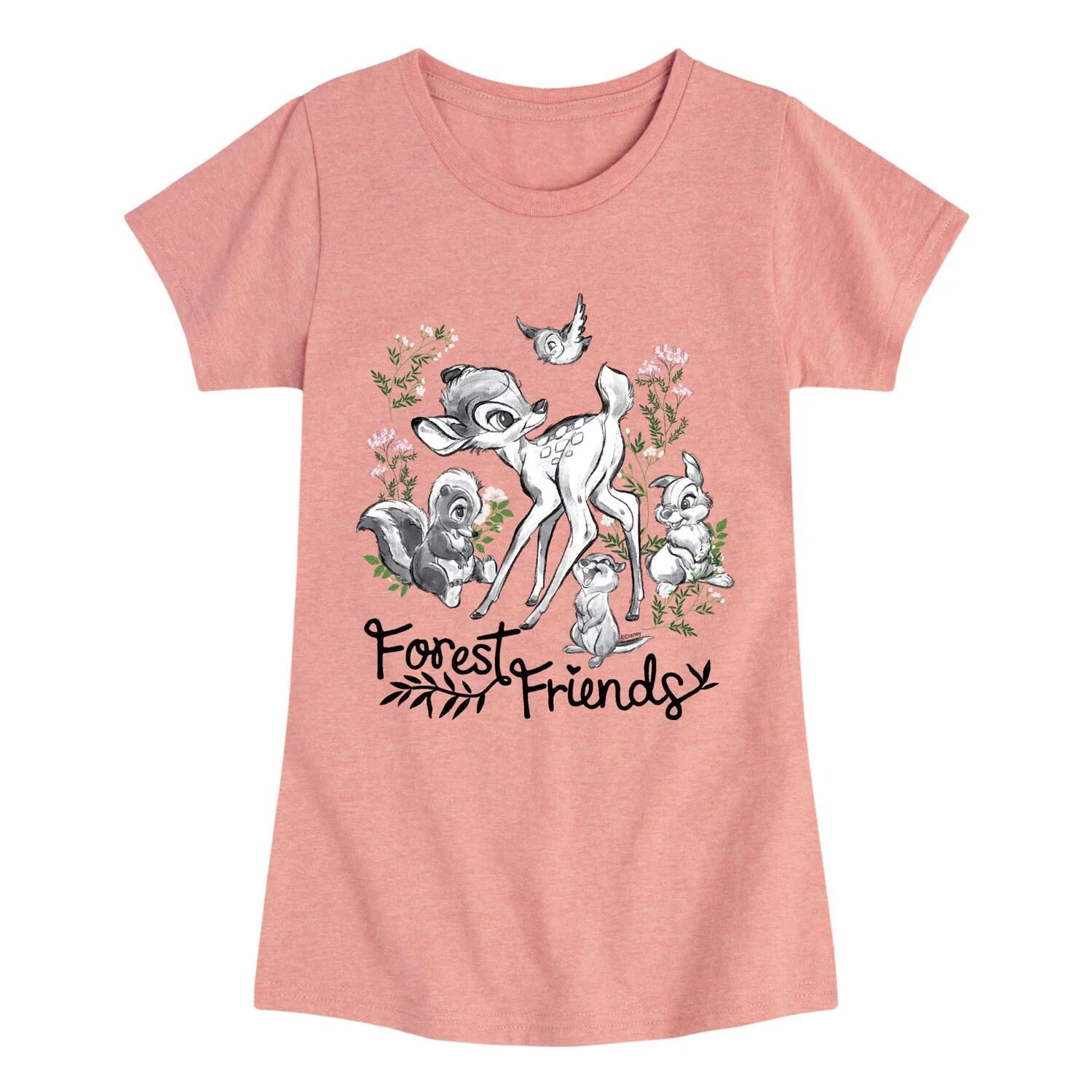 

Футболка с рисунком «Лесные друзья» для девочек 7–16 лет Disney's Bambi Licensed Character, розовый