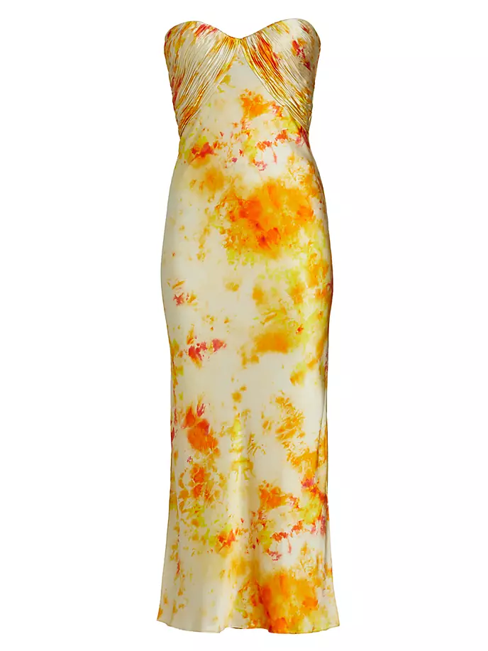 

Платье-бюстье Ice-Dye со сборками Alejandra Alonso Rojas, цвет orange marble print