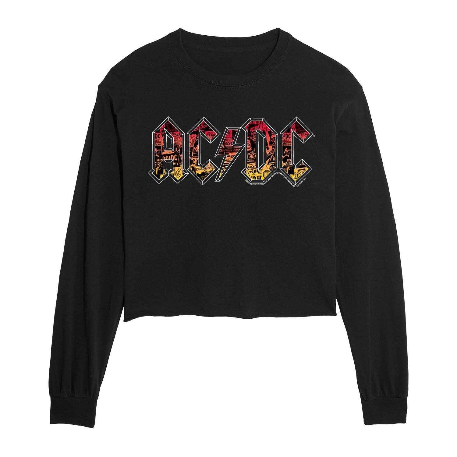

Укороченная футболка с длинными рукавами и плакатом ACDC для юниоров Licensed Character