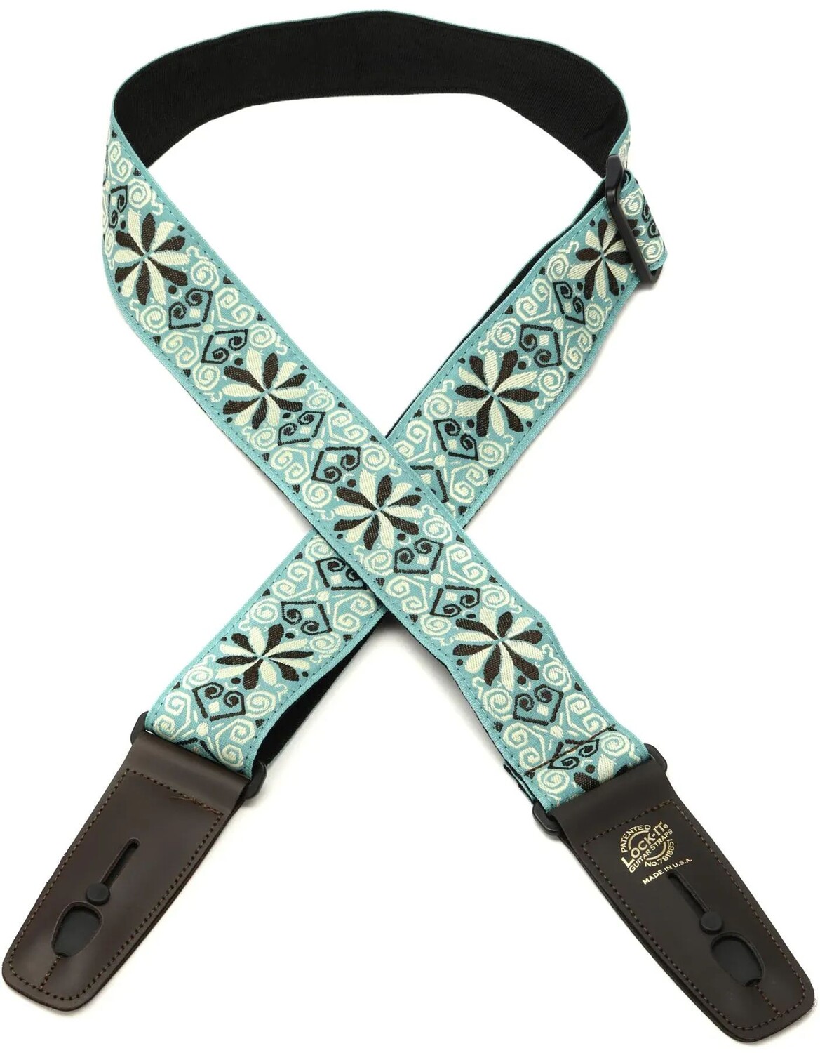 

Ремешок для гитары Lock-It Straps Designer Series 2 дюйма с запирающимися концами — зеленые цветы