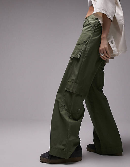 

Брюки карго цвета хаки с низкой посадкой и люверсами Topshop 2000 года