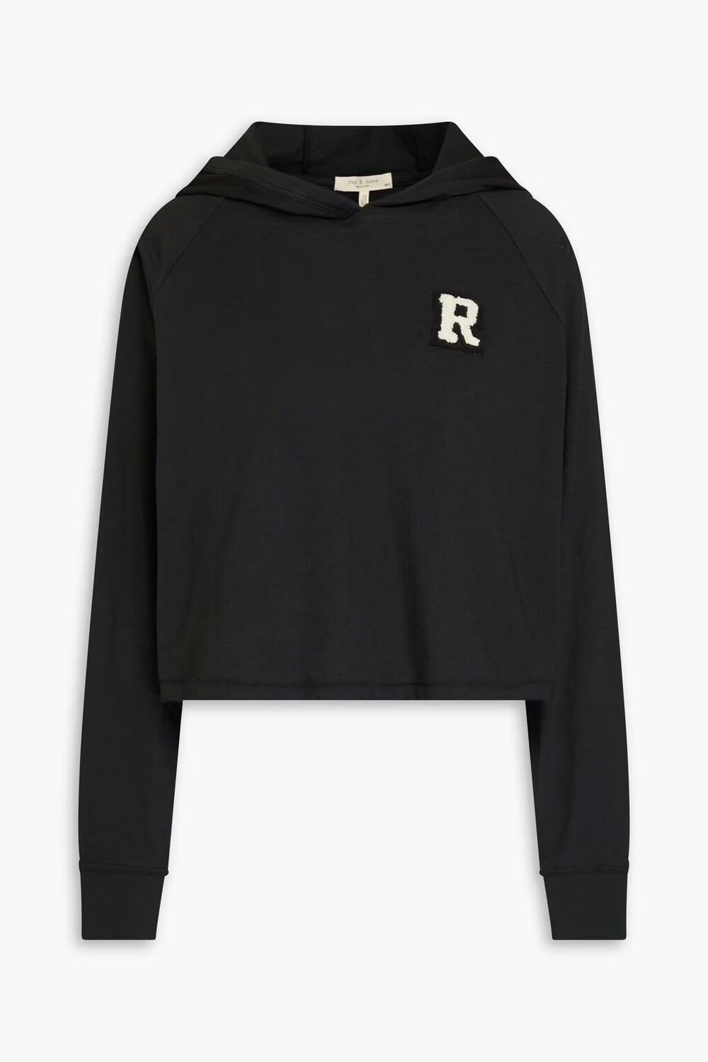 

Укороченное худи из хлопкового джерси с аппликациями Rag & Bone, черный