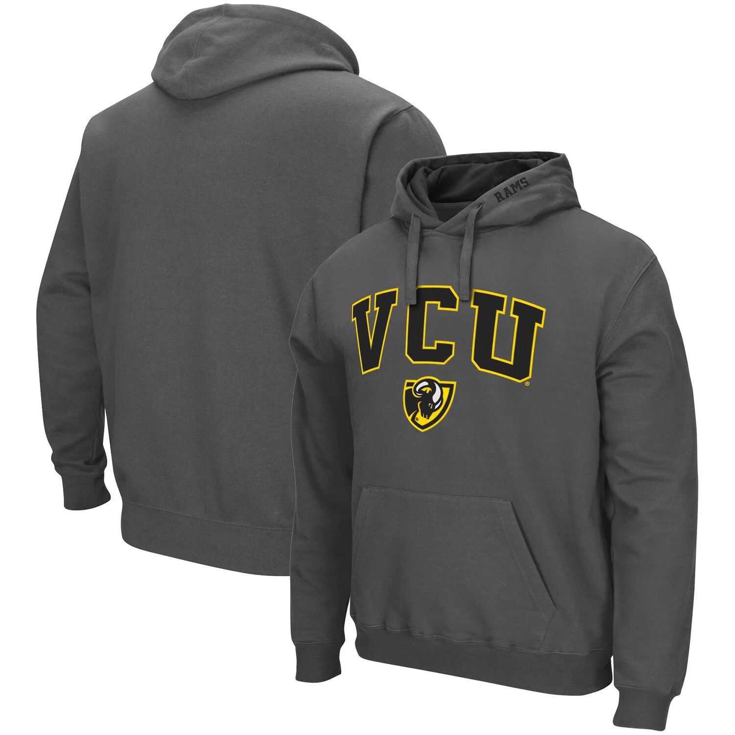 Мужской темно-серый пуловер с капюшоном VCU Rams Arch и Logo Colosseum