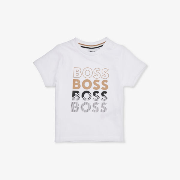 

Футболка из хлопкового трикотажа с логотипом 3 месяца-3 года Boss, белый