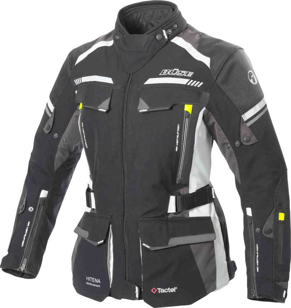Женская мотоциклетная текстильная куртка Highland 2 Büse, черный/серый куртка текстильная мотоциклетная женская büse cara черный