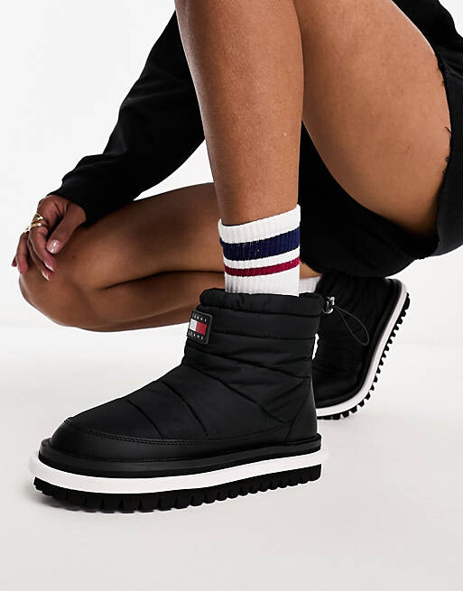 

Черные утепленные ботинки на плоской подошве Tommy Jeans