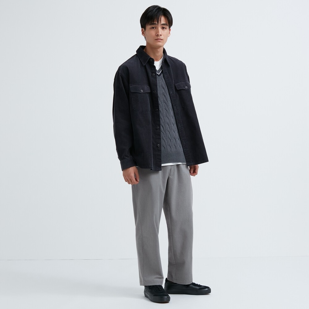 

Брюки Uniqlo фланелевые эластичные повседневные, серый