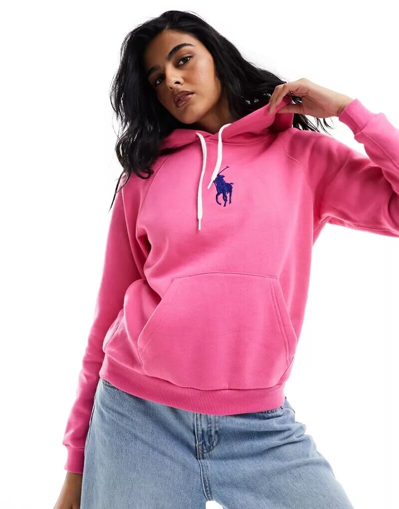 

Розовая худи Polo Ralph Lauren с большим логотипом игрока в поло на груди