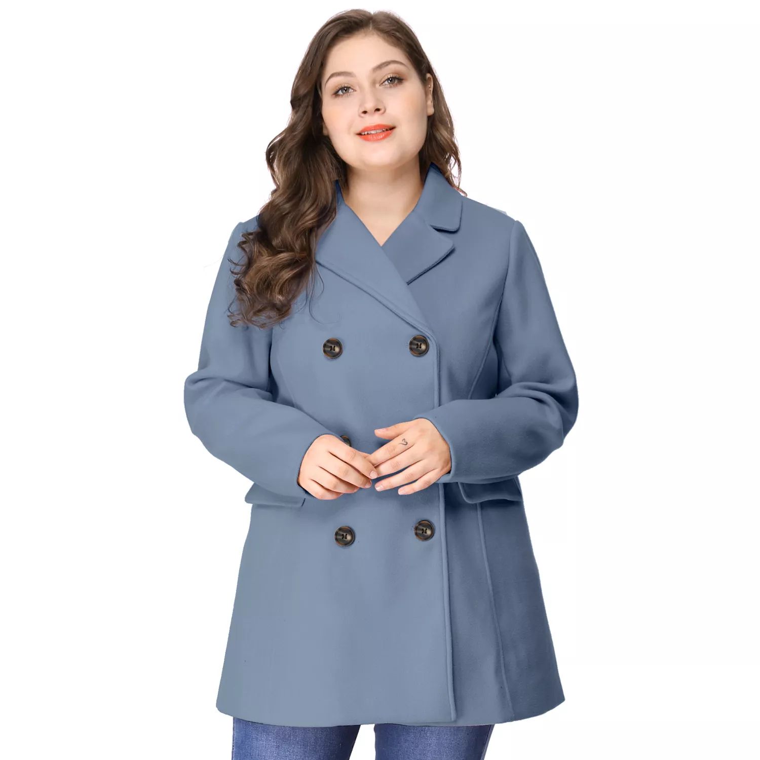 Женская зимняя верхняя одежда больших размеров, двубортное пальто средней длины Agnes Orinda, коричневый