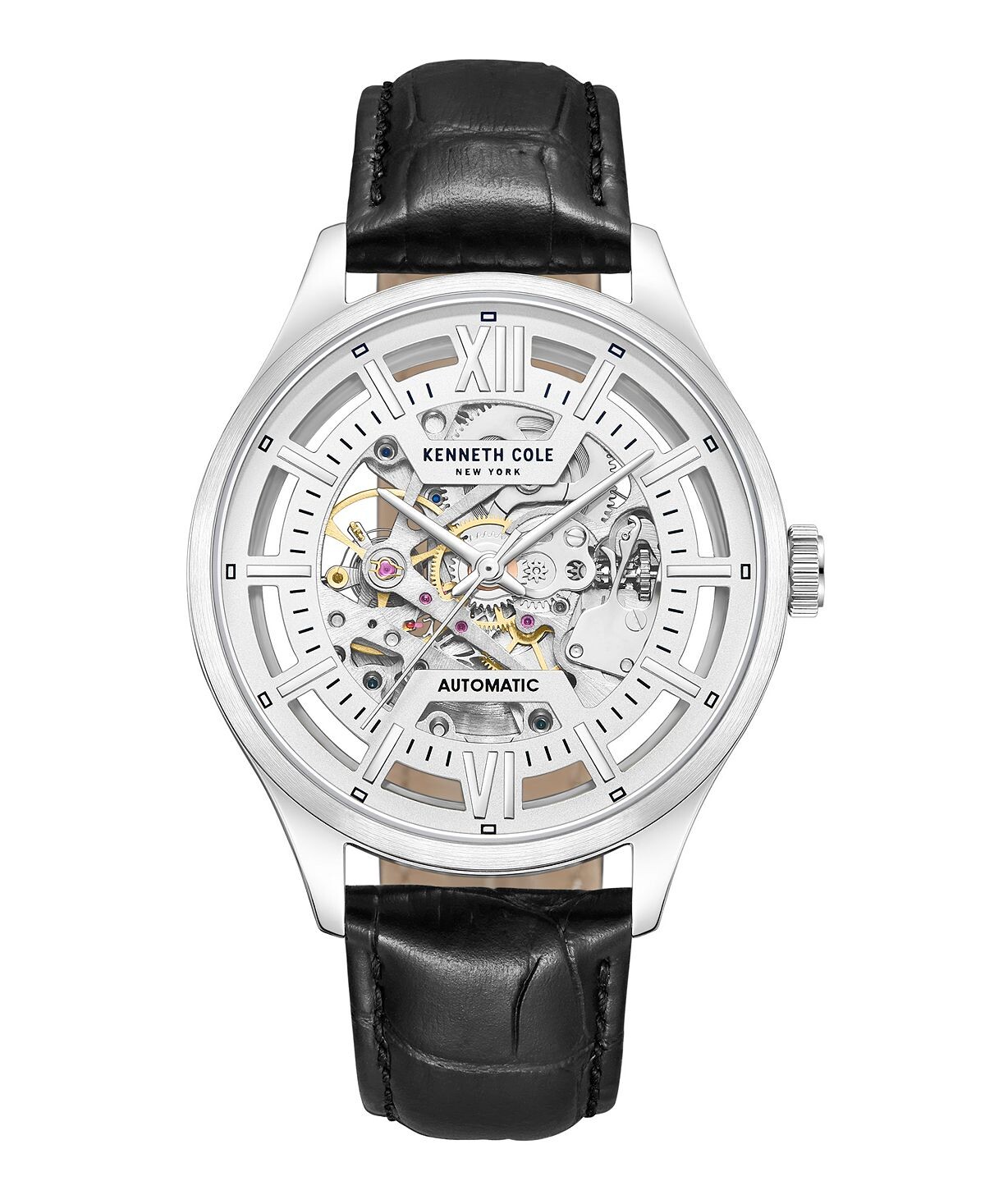 

Мужские автоматические часы из натуральной кожи черного цвета, 42 мм Kenneth Cole New York