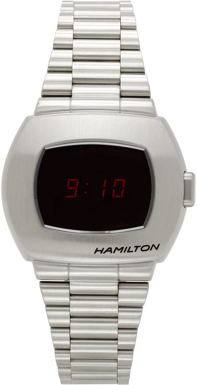 

Серебряные цифровые кварцевые часы PSR Hamilton