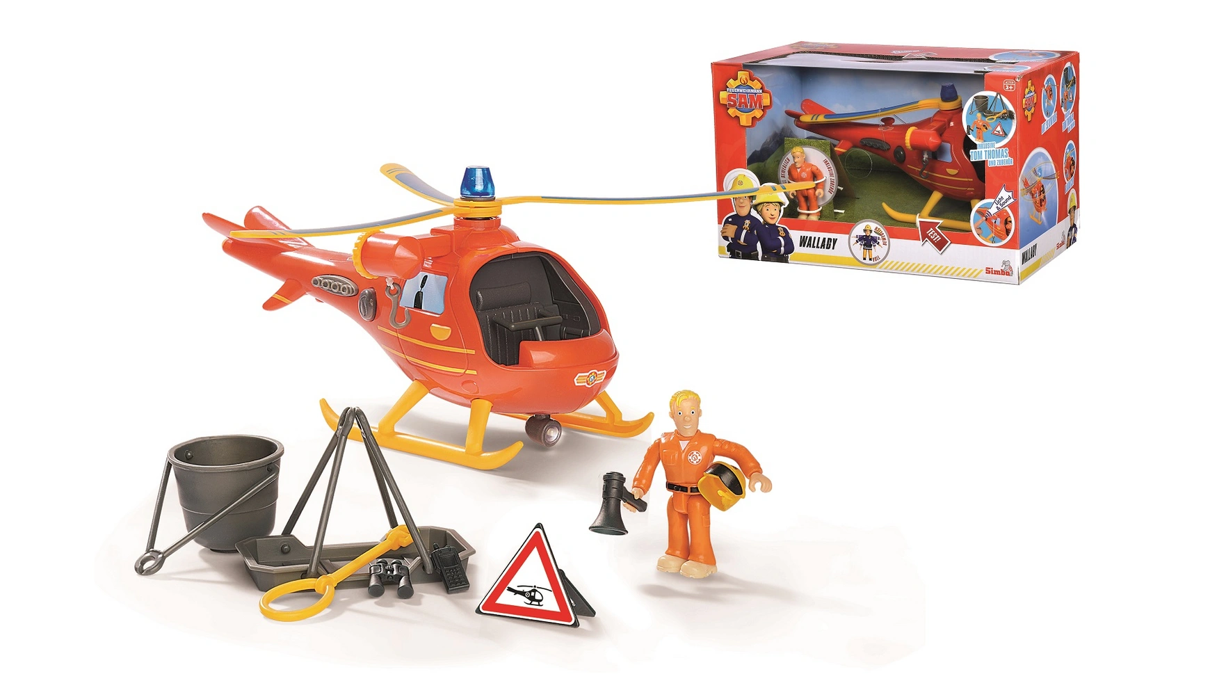 Пожарный сэм сэм вертолётный валлаби с фигуркой Simba пожарный сэм стремительный спасательный самолет simba