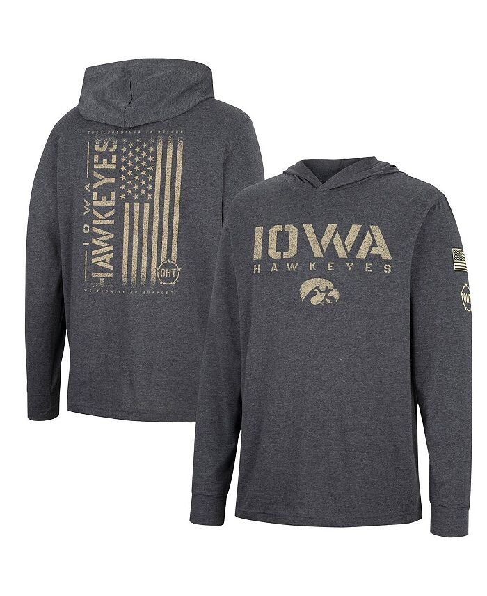 

Мужская темно-серая футболка с длинным рукавом с капюшоном Iowa Hawkeyes Team OHT в стиле милитари и признательность Colosseum, серый