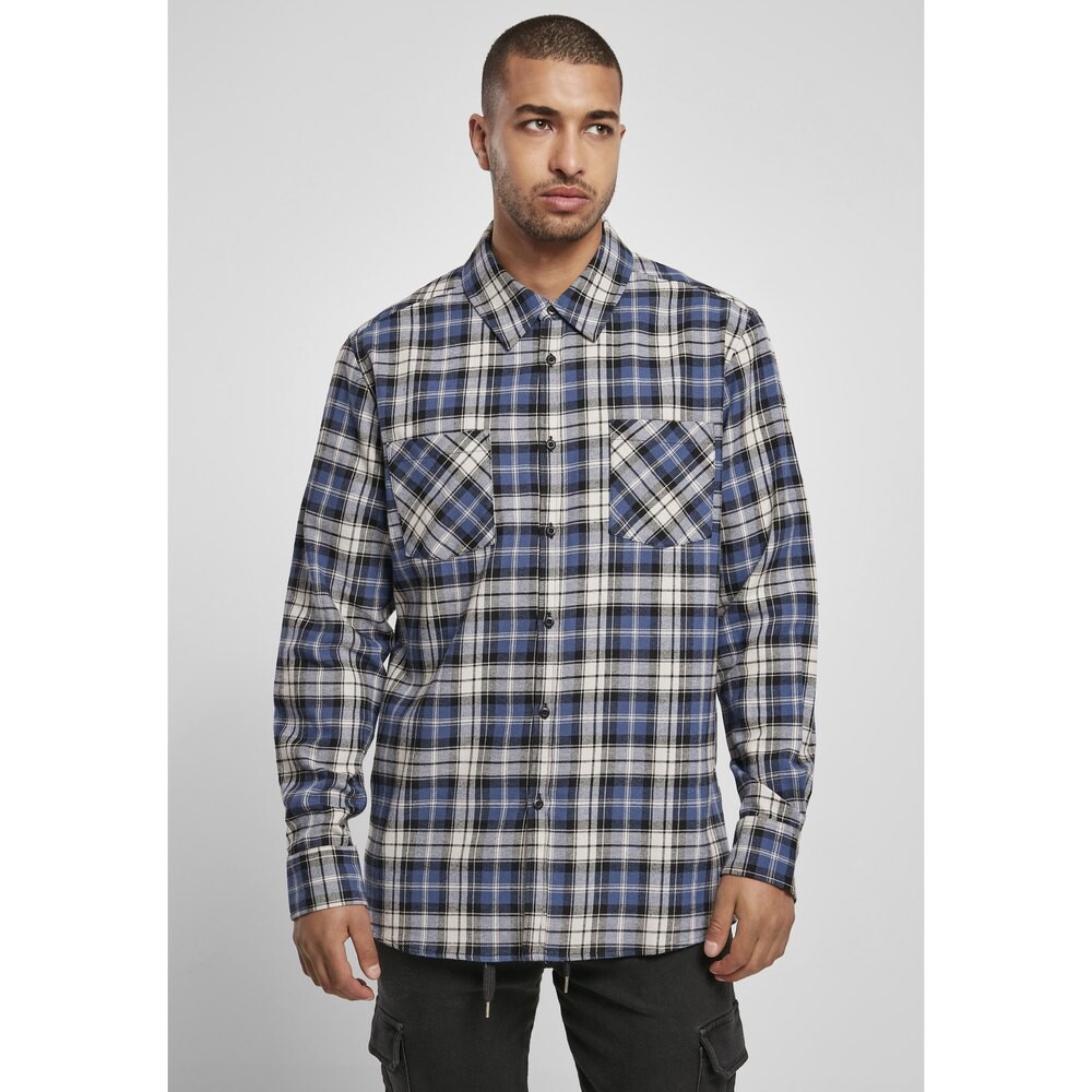 Рубашка Urban Classics Checked Roots, синий рубашка uniqlo soft brushed checked чёрный