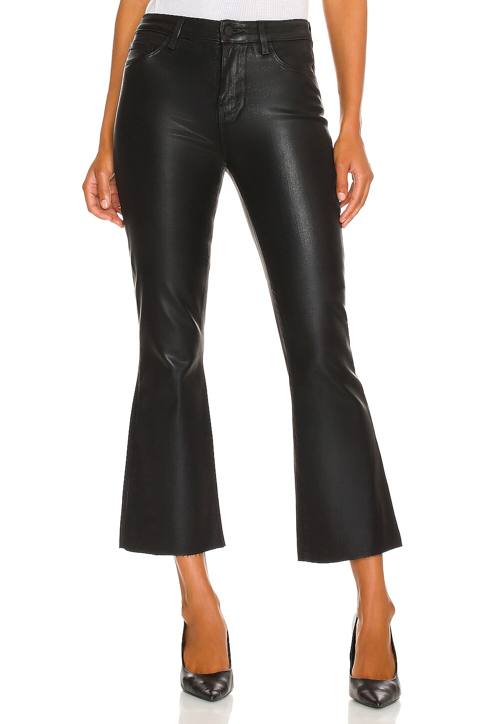 

Юбка L'AGENCE Kendra High Rise Crop Flare, цвет Noir Coated