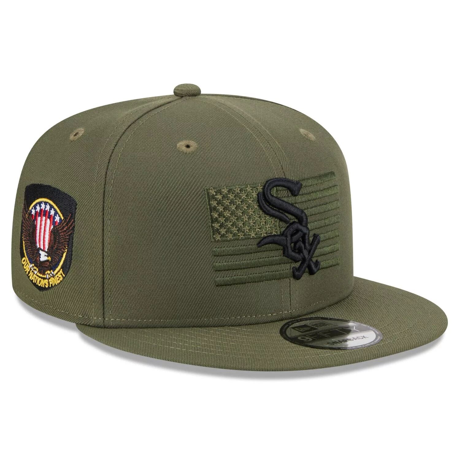 

Мужская регулируемая кепка New Era Green Chicago White Sox ко Дню Вооруженных сил 2023 9FIFTY Snapback